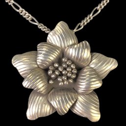 Sterling Silver Flower Pendant Necklace - #JC-B