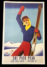 Sascha Maurer Ski Travel Poster: Ski Pico Peak Long Trail Lodge Rutland, VT - #S11-4L