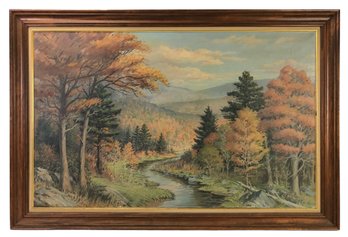 Signed Impressionist Mountain Landscape Oil On Canvas Painting - #SW-8