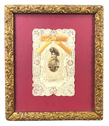 Framed Paper Lace Victorian Valentine's Day Card - #A1