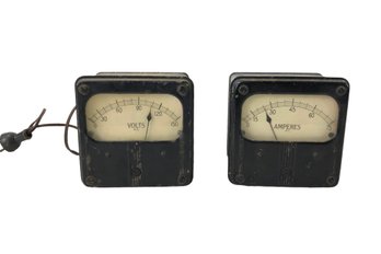 Vintage Volt Meter & Amperes Panel Meter - #S3-3
