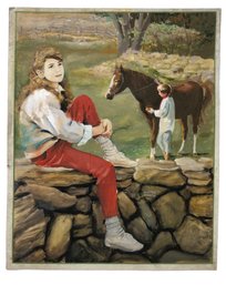 Horse Farm Landscape Watercolor Painting, Signed Robert Sauber - #A6