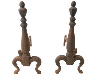 Pair Of Vintage Cast Iron Andirons - #S10-F