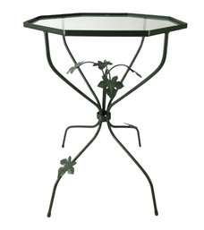 Green Wrought Iron Hexagon End Table With Leaf Detail - #FF