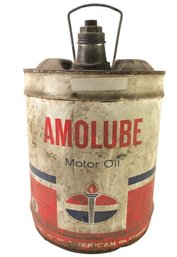 Vintage Amolube 5-Gallon Motor Oil Can By American Oil Company (Empty) - #S14-1