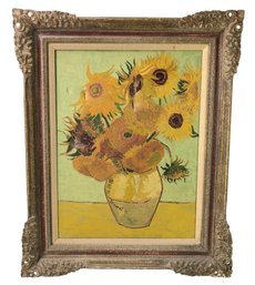 'Sunflowers' (After) Vincent Van Gogh Oil On Canvas Painting By Gunther Dietz Re-Creations - #S20-F