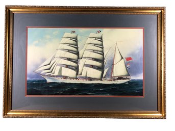 Vintage Gilt Framed Clipper Ship Print, 'The Forteviot' - #SW-5