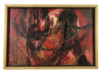 1960 Signed Abstract Oil On Board Painting, Double-Sided - #SW-2