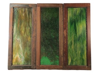 Vintage Framed Slag Glass Window Panels (Set Of 3) - #LBW-FL