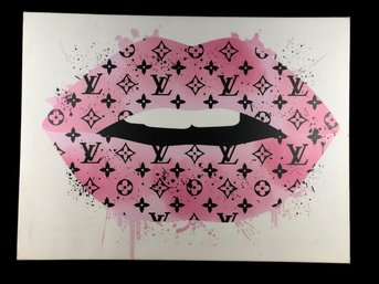 Louis Vuitton Pink Lips Canvas Art Print - #BR-6