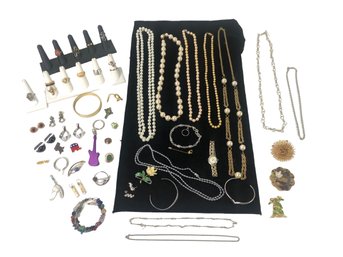 Large Costume Jewelry Collection: Kate Spade Bangle Bracelet, German Flower Pin & More - #S19-3