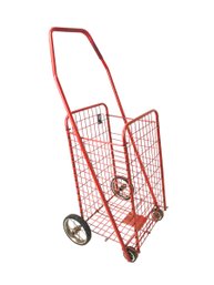 Collapsible Red Metal Shopping Trolley- #BR
