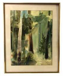 1972 Signed Forest Landscape Watercolor Painting, Framed - #2