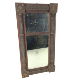 Antique Hand Painted Wood Wall Mirror - #S8-F