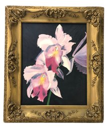 Iris Still Life Oil On Canvas Painting, Gilt Framed - #SW-7