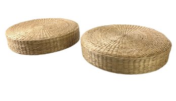 Japanese Style Tatami Round Straw Floor Cushions (Set Of 2) - #S17-3