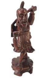 Vintage Japanese Fisherman Carved Wood Statue - #S6-3
