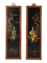 Chinese Hand Painted Carved Wood Wall Panels - #S23-5