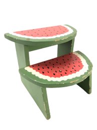 Vintage Hand Painted Watermelon Wood Step Stool - #S13-4