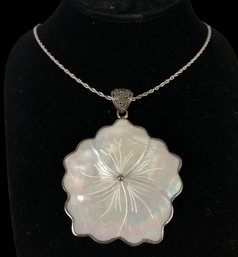 Sterling Silver & Mother-Of-Pearl Plumeria Pendant Necklace - #JC-B