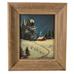 Winter Landscape Oil On Board Painting, Signed Fred Kuller - #R1