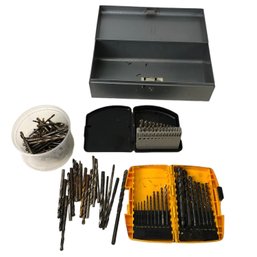 Metal Cash / Tool Box & Assorted Drill Bits - #S19-3