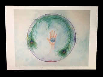 'Hand Of Grandmother Moon W/ Peacock Eyes,' Giclee Print Limited Edition No. 2/250, Signed - #S11-4L