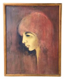 1971 Female Portrait Oil On Board Painting, Signed - #RBW-W