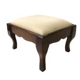 Vintage Carved Walnut Upholstered Footstool By Freeman & Co., Thomasville, NC - #S15-4