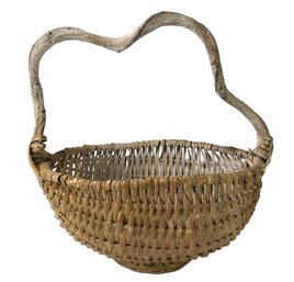 Hand Woven Basket With Natural Driftwood Handle, Made In Philippines - #S2-5