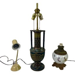Electrified Oil Lamp, Hand Painted Table Lamp & Desk Lamp, WORKS - #S6-4