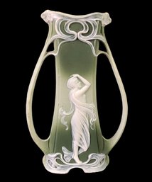 Schafer Vater Green Jasperware Art Nouveau Bud Vase - #FS-5