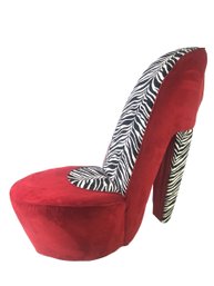Red & Zebra Pattern High Heel Shoe Lounge Chair (Full Size) - #S4-4