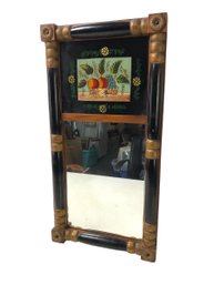 Antique 19th Century Reverse Painted Mirror, Fruit Still Life Scene - #S9-F
