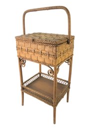 Antique Heywood Brothers Wakefield Wicker Sewing Stand - #SR