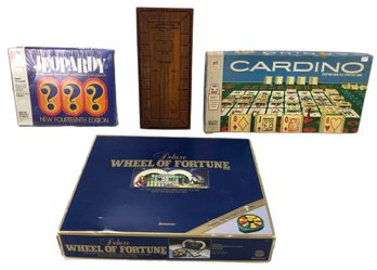 Vintage Board Games: Cardino, Jeopardy, Wheel Of Fortune & Cribbage Game - #S2-2