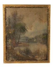 Antique Hudson River School Oil On Canvas Painting - #A10