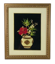 Framed Japanese Still Life Floral Straw Art - #A6