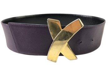 Vintage Paloma Picasso 'X' Leather Belt (Made Exclusively For Tiffany), Made In Italy - #S9-3