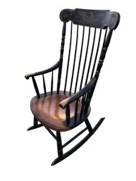 Antique L. Hitchcock Eagle Stenciled Windsor Back Rocking Chair - #FF