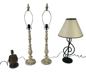 Collection Of Table Lamps: Bronze, Music Note & Shabby Chic - #S14-4
