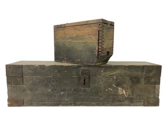 WWI US Army Wood Ammo Box & 1944 WWII US Army Wood Carpenter's Tool Chest - #S18-2