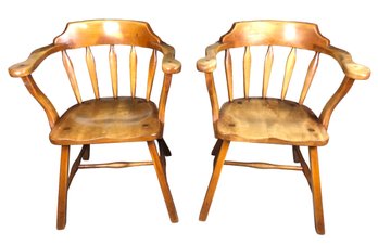 Pair Of Vintage Cushman Colonial Creation Captain's Chairs (Made In Bennington, VT) - #FF