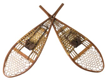 Vintage 14x48 Wood & Raw Hide Snow Shoes - #SW-4