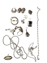 Collection Of Scrap Sterling Silver Jewelry & 14K Gold Earring - #JC-B