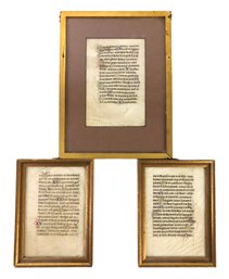 Framed Double-Sided Breviary Leaves, In Latin - #S11-3