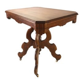 Victorian Eastlake Carved Cherry Wood Parlor Table - #FF