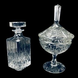 Royal Crystal Rock Decanter & Footed Crystal Candy Dish - #S10-2