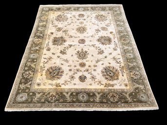 Hand Woven Wool Blend 9X12 Area Rug, (Ivory, Brown, Smoke Blue) - #BR