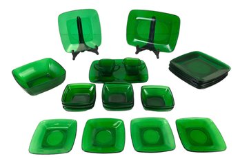 1950s Anchor Hocking Forest Green 'Charm' 25-Piece Dish Set - #S